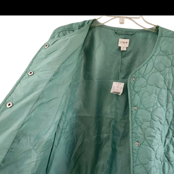 J.CREW Women's Green Snap Button Quilted Heart Jacket Aventurine Size M NEW - Picture 8 of 10